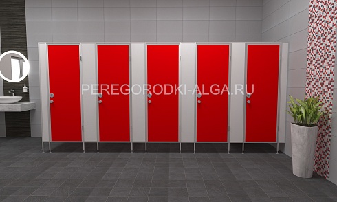 Изображение Сантехнические туалетные перегородки Базовая (5 кабин) 